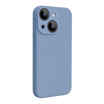 Husa Lemontti Liquid Silicon MagCharge compatibila cu iPhone 15, Albastru, protectie 360 grade, material fin, captusit cu microfibra