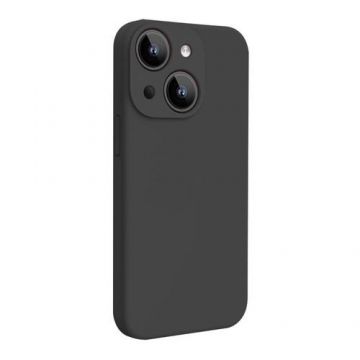 Husa Lemontti Liquid Silicon MagCharge compatibila cu iPhone 15, Negru, protectie 360 grade, material fin, captusit cu microfibra