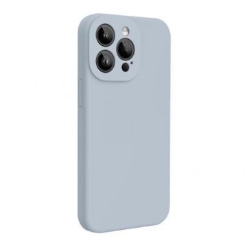 Husa Lemontti Liquid Silicon MagCharge compatibila cu iPhone 15 Pro, Albastru, protectie 360 grade, material fin, captusit cu microfibra