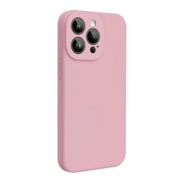 Husa Lemontti Liquid Silicon MagCharge compatibila cu iPhone 15 Pro, Crem, protectie 360 grade, material fin, captusit cu microfibra