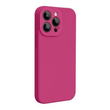Husa Lemontti Liquid Silicon MagCharge compatibila cu iPhone 15 Pro Max, Roze, protectie 360 grade, material fin, captusit cu microfibra