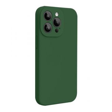 Husa Lemontti Liquid Silicon MagCharge compatibila cu iPhone 15 Pro, Verde, protectie 360 grade, material fin, captusit cu microfibra