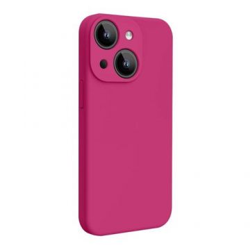 Husa Lemontti Liquid Silicon MagCharge compatibila cu iPhone 15, Roz, protectie 360 grade, material fin, captusit cu microfibra
