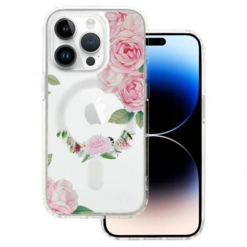 Husa Protectie Spate Lemontti Flower Design 1 Magsafe compatibila cu iPhone 15 Pro (Multicolor)