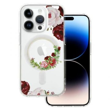 Husa Protectie Spate Lemontti Flower Design 2 Magsafe compatibila cu iPhone 14 Pro (Multicolor)