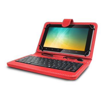 Husa tableta model X cu tastatura MRG L-405, MicroUSB, 10 inch, Rosu C405