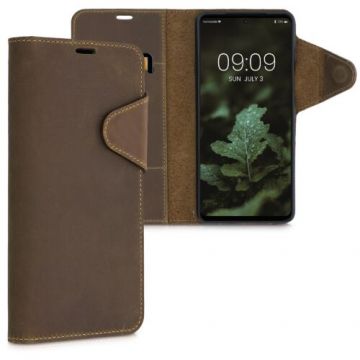 Husa pentru Motorola Edge 20, Piele naturala, Maro, 56780.05, kalibri