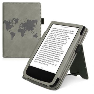 Husa pentru PocketBook Touch Lux 5/Touch Lux 4/Touch HD 3, Piele ecologica, Gri, Kwmobile, 54817.05