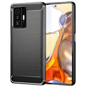 Husa Carbon compatibila Xiaomi 11T / 11T Pro, Tech Protects, Negru