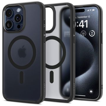 Husa de protectie telefon Hybrid MagSafe compatibila cu iPhone 15 Pro, Negru - ES02363