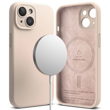 Husa de protectie telefon Silicone Magnetic compatibila cu iPhone 15, Roz - ES02104