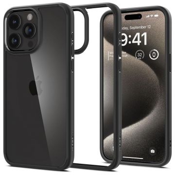 Husa de protectie telefon ultra-slim Hybrid compatibila cu iPhone 15 Pro Max, Negru - ES02331