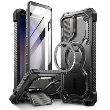 Husa pentru Samsung Galaxy S24 Ultra + Folie, I-Blason Armorbox MagSafe, Black