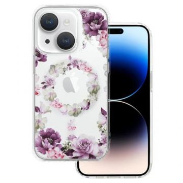 Husa Protecte Spate Lemontti Flower Design 6 Magsafe compatibila cu Apple iPhone 15 (Multicolor)