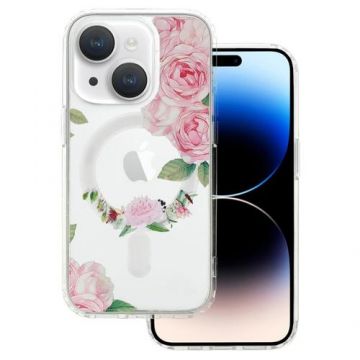 Husa Protectie Spate Lemontti Flower Design 1 Magsafe compatibila cu Apple iPhone 15 (Multicolor)