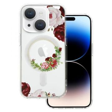 Husa Protectie Spate Lemontti Flower Design 2 Magsafe compatibila cu Apple iPhone 15 (Multicolor)