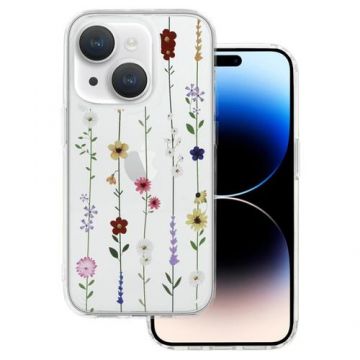 Husa Protectie Spate Lemontti Flower Design 4 compatibila cu iPhone 15 (Alb)