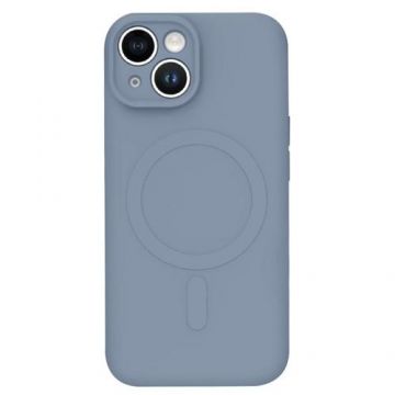 Husa Protectie Spate Lemontti Silicon MagSafe compatibila cu Apple iPhone 15 (Gri)