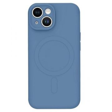 Husa Protectie Spate Lemontti Silicon MagSafe compatibila cu iPhone 15 (Albastru)