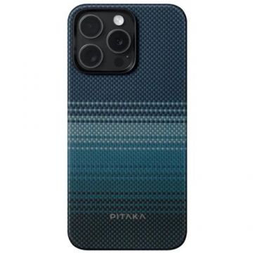 Husa Protectie Spate Pitaka MagEZ 4 Aramida compatibila cu iPhone 15 Pro Max, MagSafe (Albastru)