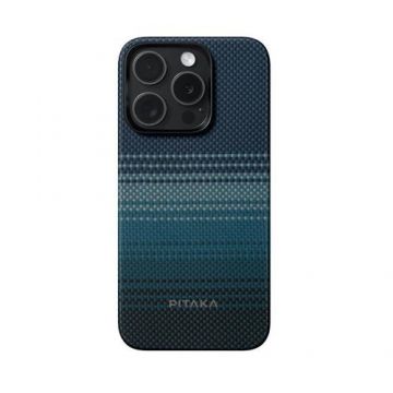 Husa Protectie Spate PITAKA MagEZ 5 compatibila cu Apple iPhone 15 Pro (Albastru)