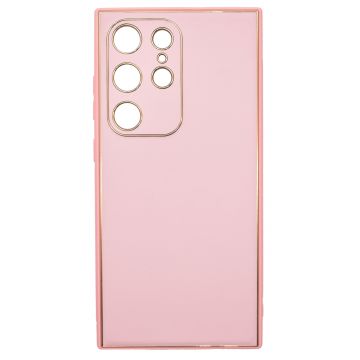 Husa eleganta din piele ecologica pentru Samsung Galaxy S24 Ultra cu accente aurii, Roz