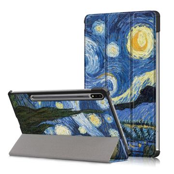 Husa tableta compatibila Samsung Galaxy Tab S9 / S9 FE, FoldPro cu Microfibra, Auto Sleep/Wake, Starry Night