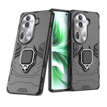 Husa telefon pentru Oppo Reno 11, Inel Magnetic tip Suport, Negru