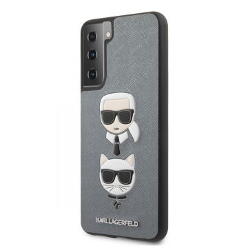 Husa telefon Samsung Galaxy S21+, Karl Lagerfeld, Saffiano K&C Heads, Silver