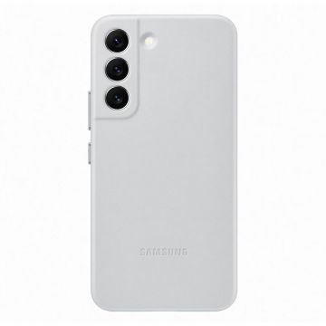 Husa telefon Samsung, Leather Cover pentru Samsung Galaxy S22, Light Gray