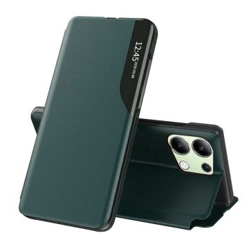 Husa Tip Carte compatibila Xiaomi Redmi Note 13 4G, Stand View, Dark Green