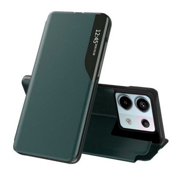 Husa Tip Carte compatibila Xiaomi Redmi Note 13 Pro 5G / Poco X6, Stand View, Dark Green