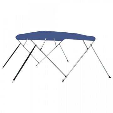 Parasolar barcă Bimini cu 4 arcuri, albastru, 243x180x137 cm