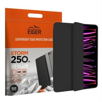 Husa Book Cover Eiger EGSR00139 Storm 250m Stylus, pentru Apple iPad Pro 11inch 2021/2022 (Negru)