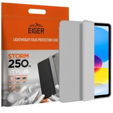 Husa Book Cover Eiger EGSR00156 Storm 250m, pentru Apple iPad 10.9inch, 10th generation (Gri)
