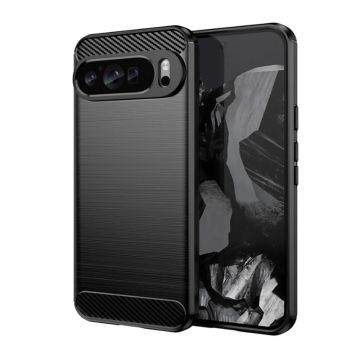 Husa Carbon compatibila Google Pixel 9 Pro, Tech Protects, Negru