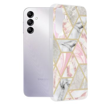 Husa de protectie telefon Marble compatibila cu Samsung Galaxy A14 4G / A14 5G, Pink Hex - ES01880