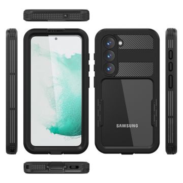 Husa de protectie telefon rezistenta la apa UIQ Waterproof, IP68, rezistent la socuri, compatibila cu Samsung Galaxy S23, Negru