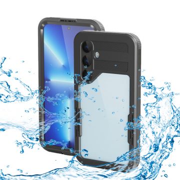 Husa de protectie telefon rezistenta la apa UIQ Waterproof, IP68, rezistent la socuri, compatibila cu Samsung Galaxy S24, Negru