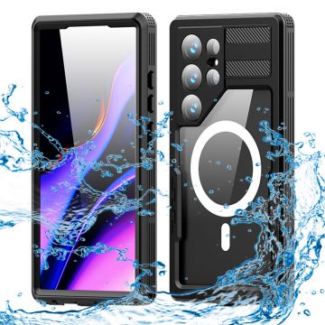 Husa de protectie telefon rezistenta la apa UIQ Waterproof, IP68, rezistent la socuri, compatibila cu Samsung Galaxy S24 Ultra, Negru