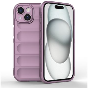 Husa pentru iPhone 15, Antisoc, Margini cu Striatii, Design Minimalist, Purple
