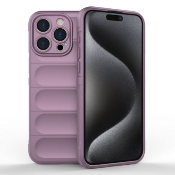 Husa pentru iPhone 15 Pro, Antisoc, Margini cu Striatii, Design Minimalist, Purple