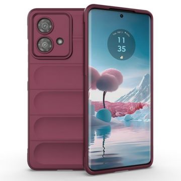 Husa pentru Motorola Edge 40 Neo, Antisoc, Margini cu Striatii, Design Minimalist, Bordeaux