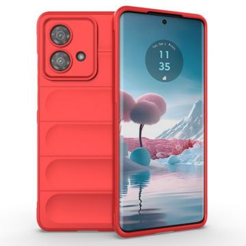 Husa pentru Motorola Edge 40 Neo, Antisoc, Margini cu Striatii, Design Minimalist, Red