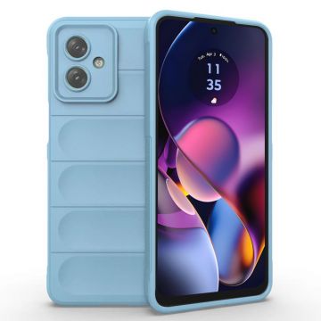 Husa pentru Motorola Moto G54, Antisoc, Margini cu Striatii, Design Minimalist, Bleu
