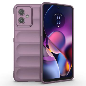 Husa pentru Motorola Moto G54, Antisoc, Margini cu Striatii, Design Minimalist, Purple