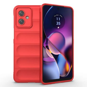 Husa pentru Motorola Moto G54, Antisoc, Margini cu Striatii, Design Minimalist, Red