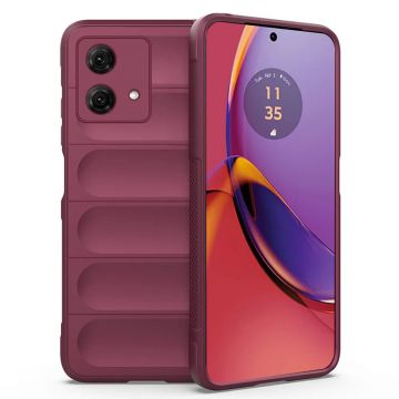 Husa pentru Motorola Moto G84, Antisoc, Margini cu Striatii, Design Minimalist, Bordeaux