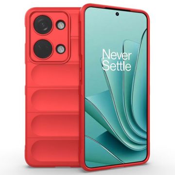 Husa pentru OnePlus Nord 3, Antisoc, Margini cu Striatii, Design Minimalist, Red