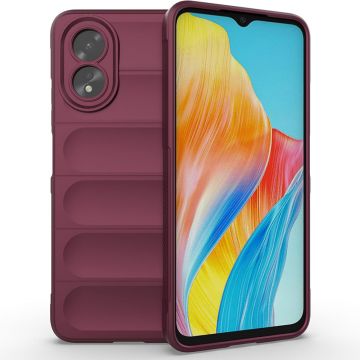 Husa pentru Oppo A38 / A18, Antisoc, Margini cu Striatii, Design Minimalist, Bordeaux